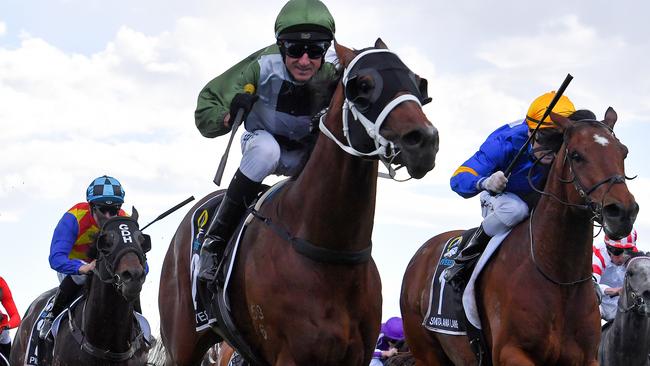 Glen Boss was all smiles as Yes Yes Yes stormed to victory in The Everest. Picture: AAP