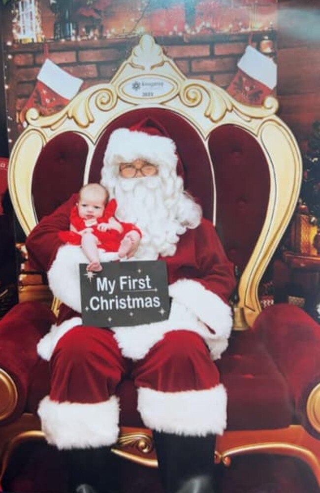 Paisley Gray with Santa: Kingaroy Shopping Centre 2023 - Burnett. Sent in by Chloe Jarman.