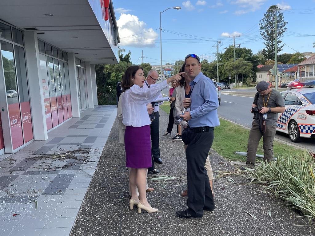 Member for Griffith Terri Butler outside her office following the incident.