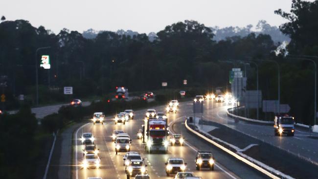 Traffic gets busy on the M1 at Upper Coomera by 4.30am as tradies head off to work. Picture Glenn Hampson