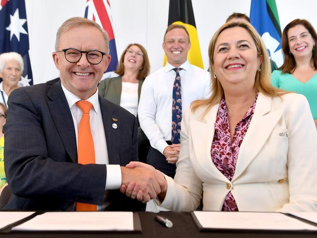 BRISBANE, AUSTRALIA - NewsWire Photos February 17, 2023:  The Prime Minister, Anthony Albanese, is in Brisbane today with the Premier of Queensland, Annastacia Palaszczuk,Picture: NCA NewsWire / John Gass