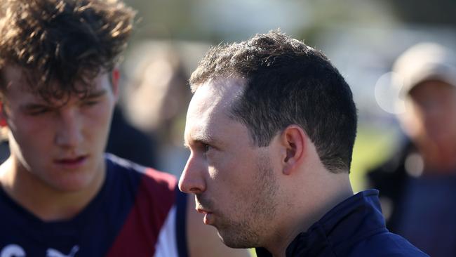 Jackson Kornberg at the Sandringham Dragons huddle this year. Picture: Stuart Milligan