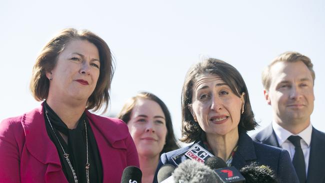 Minister for Roads Melinda Pavey Premier Gladys Berejiklian make the tunnel announcement. Picture: Dylan Robinson