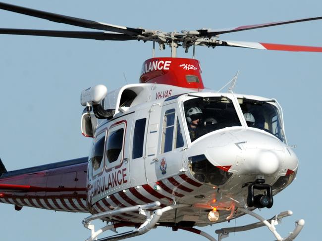 An Air Ambulance comes in to land a Essendon Airport. NOTE THIS IS PROBABLY NOT THE HELICOPTER INVOLVED IN YESTERDAY'S FATAL WINCH ACCIDENT.