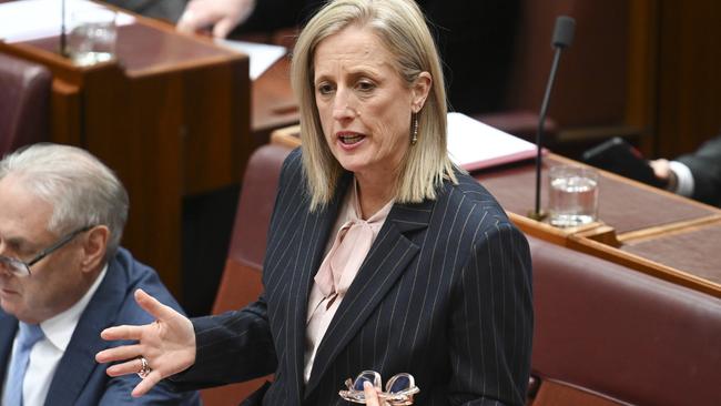 CANBERRA, Australia – NewsWire Photos – September 16, 2024: Senator Katy Gallagher during Question Time in the Senate at Parliament House in Canberra. Picture: NewsWire / Martin Ollman