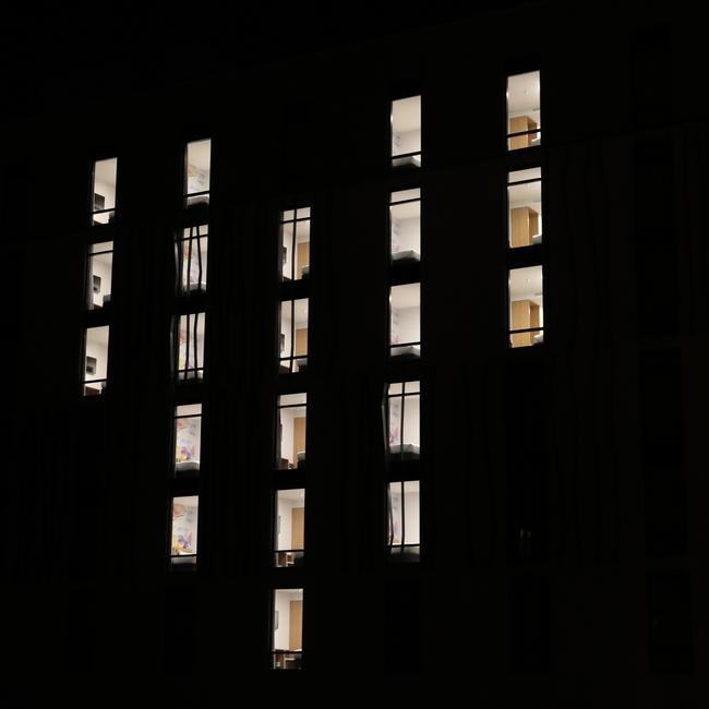 Ibis Hotel in Hobart with rooms lit up in a heart shape. Picture: NIKKI DAVIS-JONES