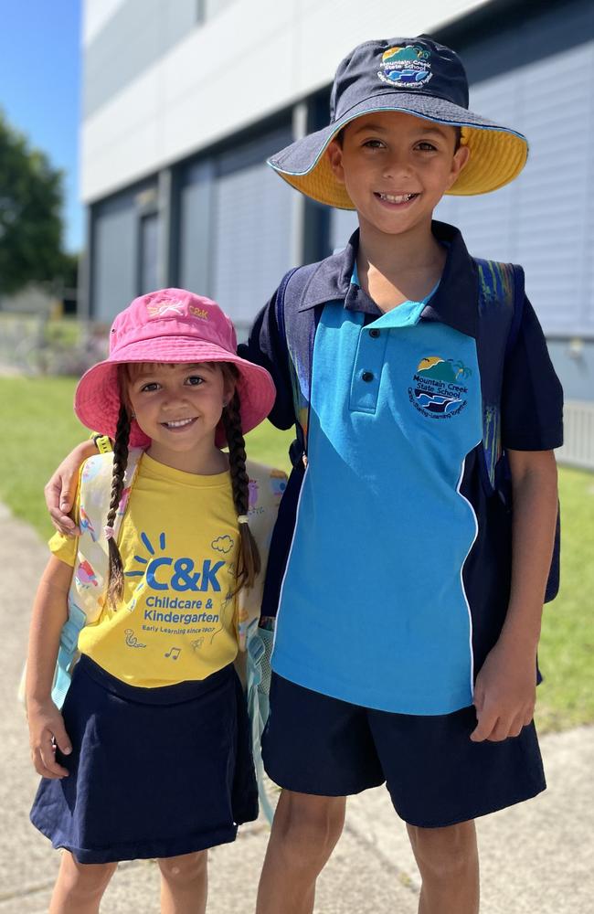 Mountain Creek State School students Amira and Zain. Photo: Asa Andersen.