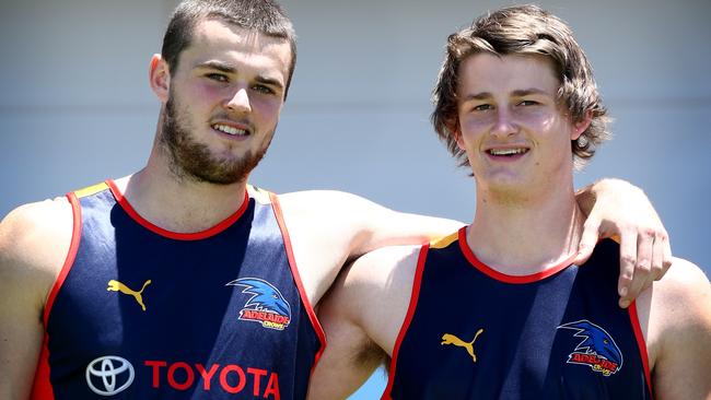 Budding midfield stars Brad Crouch and Matt Crouch. Picture: Mike Burton