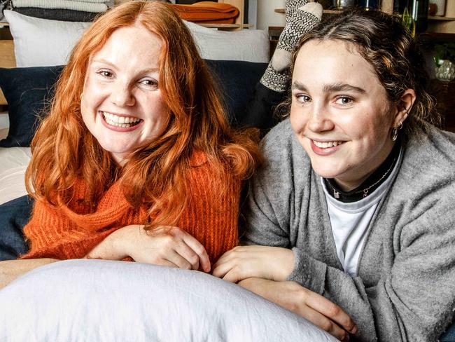 Story about people buying homewares in COVID. Nest retail assistants Ally McNaughton (red hair) and Lulu Pye. Picture- Nicole Cleary