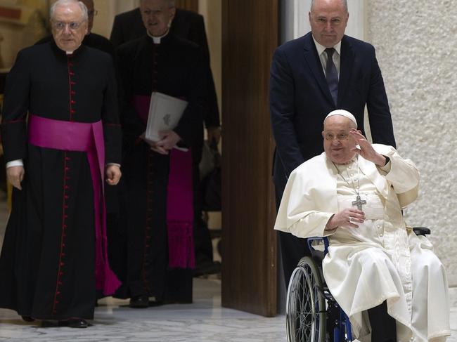 The Pope has used a wheelchair since 2022 and once quipped: 'You govern with your brain not your knee.' Picture: Andreas Solaro/The Times