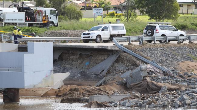 The damage done to John Muntz Bridge in Oxenford. Picture: Mike Batterham