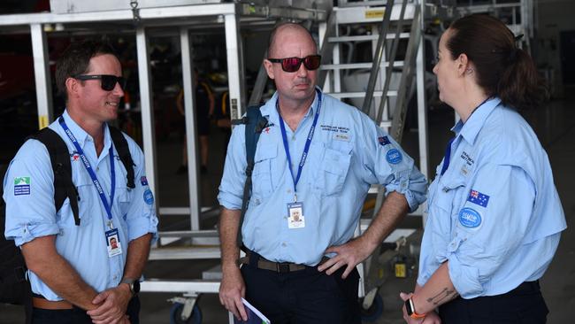 AUSMAT members preparing to depart Darwin on December 18, 2024, as part of the Australian Government response to the Vanuatu earthquake disaster. Picture: Alex Treacy