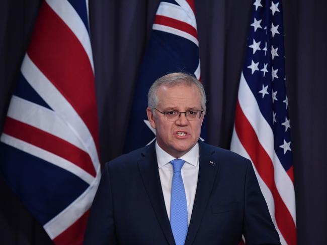 Prime Minister Scott Morrison scrapped a multi-billion dollar submarine purchase from France in favour of a new security pact with the US and UK. Picture: AAP