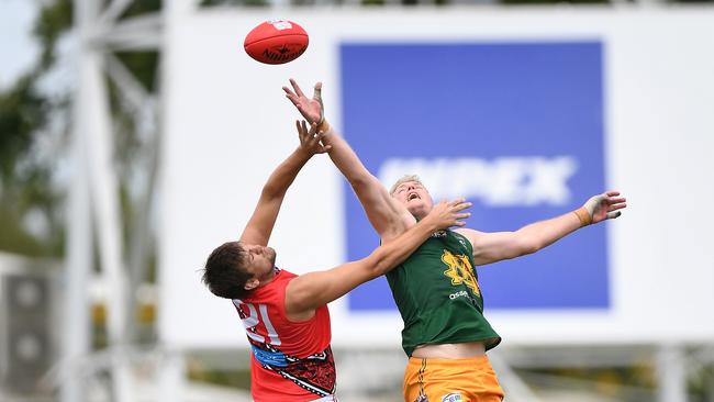 St Mary's won against the Tiwi Bombers in Round 3 of the NTFL Men's Premier League. Picture: Felicity Elliott/AFLNT Media