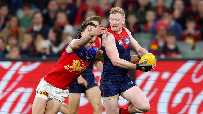 Clayton Oliver was among a number of Demons to struggle against Brisbane and was eventually thrown to halfback in a surprise move. Picture: Michael Willson / Getty Images