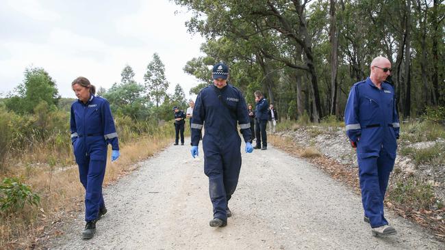 Police search for missing woman Samantha Murphy in Woowookarung Regional Park in Mount Clear. Picture: Brendan Beckett