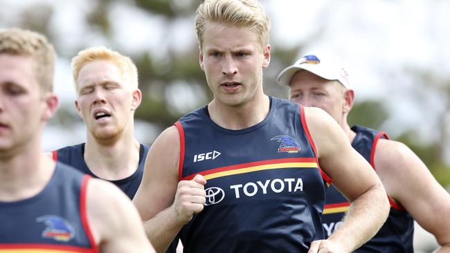 New recruit Billy Frampton at Crows training. Picture: SARAH REED.