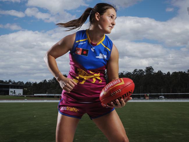 Lions AFLW skipper Breanna Koenen is ready for the challenge of beating Adelaide. Picture: Lachie Millard