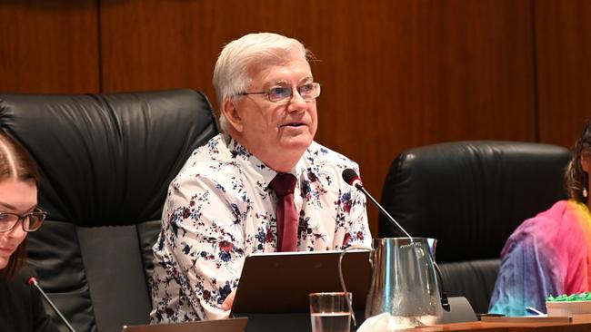 Division 4 councillor Terry James, pictured here at Council’s January 25 meeting, said it’s important to incentivise developments that hired locally. Picture: Isaac McCarthy