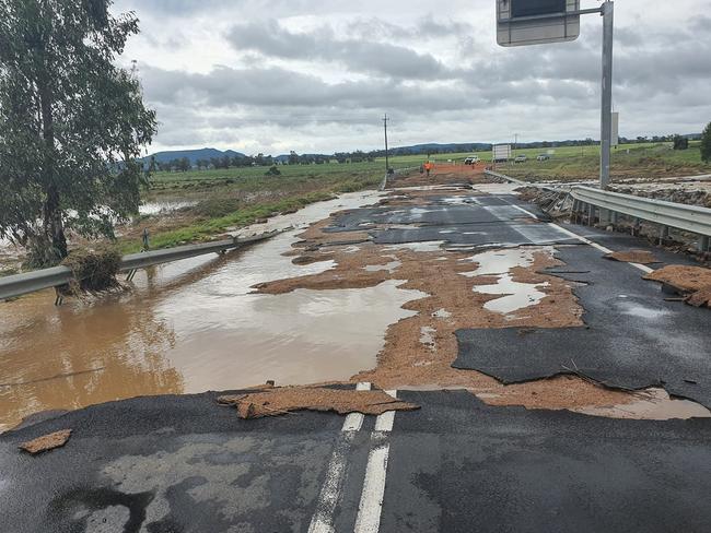 Gravesend Bridge over the Gwyder river is damaged by flooding. Picture: Justin Moxley