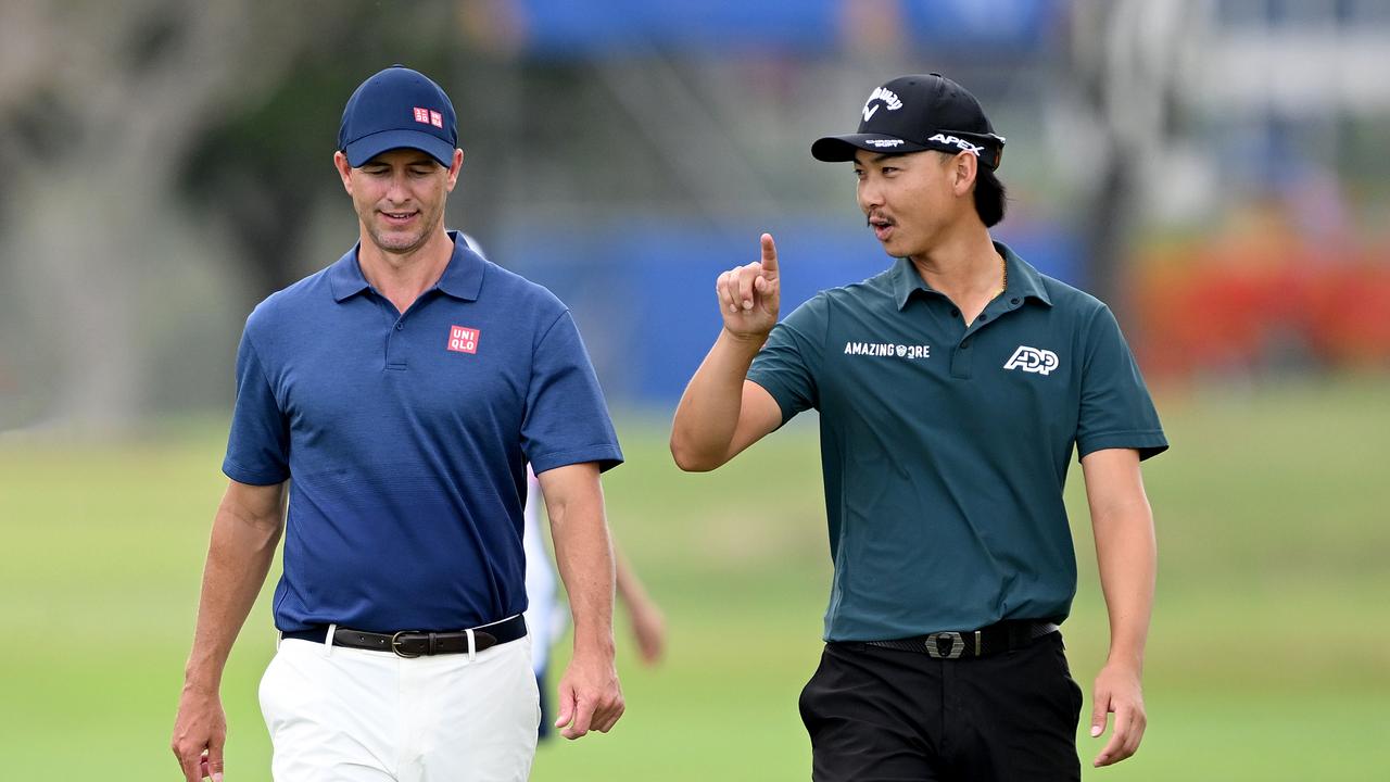 Adam Scott and Min Woo Lee at Royal Queensland. (Photo by Bradley Kanaris/Getty Images)