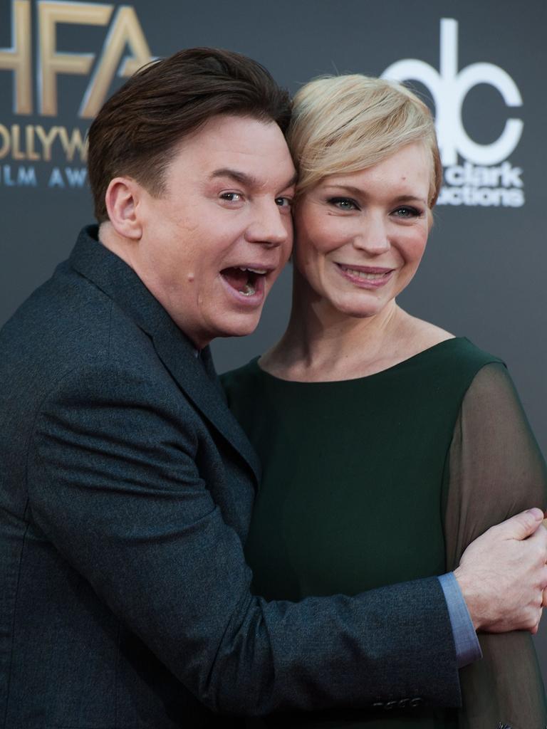 Mike Myers and Kelly Tisdale arrive for the 18th Annual Hollywood Film Awards on November 14, 2014, in Hollywood, California. Picture: AFP