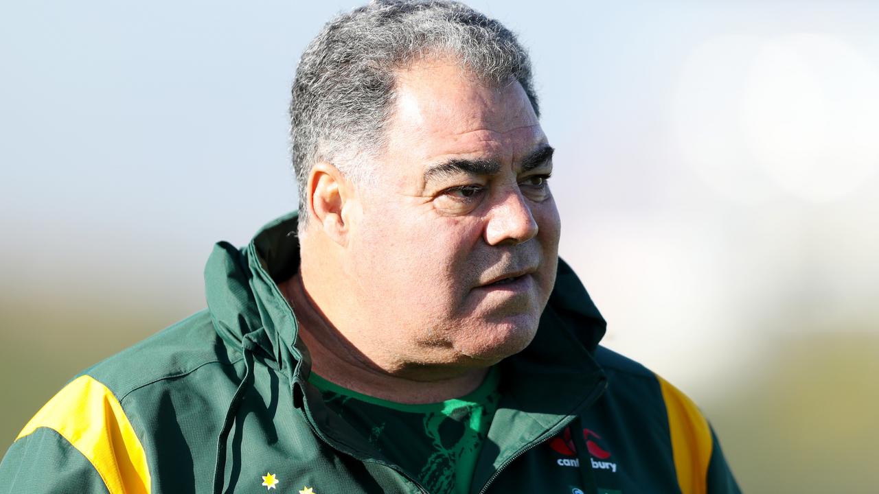 SALFORD, ENGLAND - OCTOBER 18: Mal Meninga, Head Coach of Australia looks on during a Kangaroos Training Session at AJ Bell Stadium on October 18, 2022 in Salford, England. (Photo by Charlotte Tattersall/Getty Images)