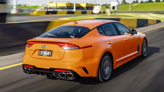 Powered by a turbocharged V6 the 2021 Kia Stinger GT can reach 100km/h from standstill in less than five seconds.