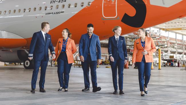 Jetstar is undergoing an overnight image change with crew turning out in a brand new uniform from Thursday. Picture: Hilary Walker