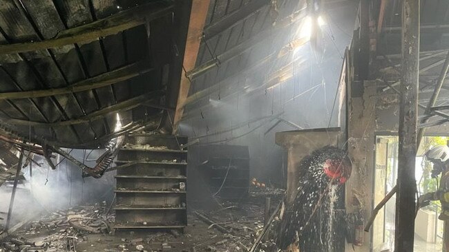 Damage to the Woolworths at Stirling. Fire investigators are yet to establish a cause or damage bill. Picture: CFS