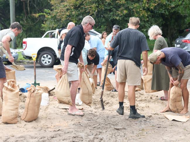 Residents are preparing, filling sandbags so they can protect their homes in Byron Bay. Picture: Rohan Kelly