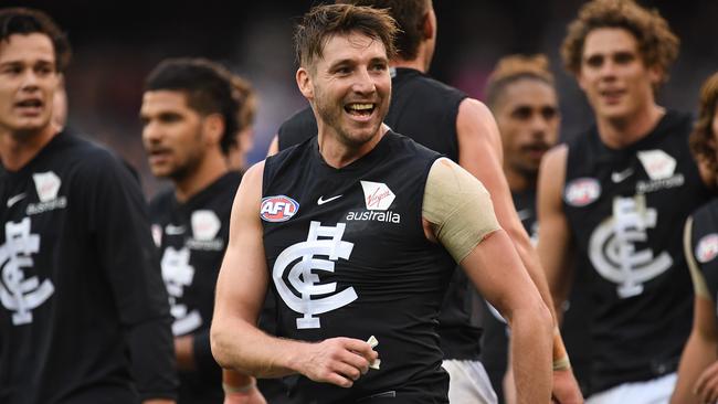 Dale Thomas was pretty happy with himself yesterday. Picture: AAP Images