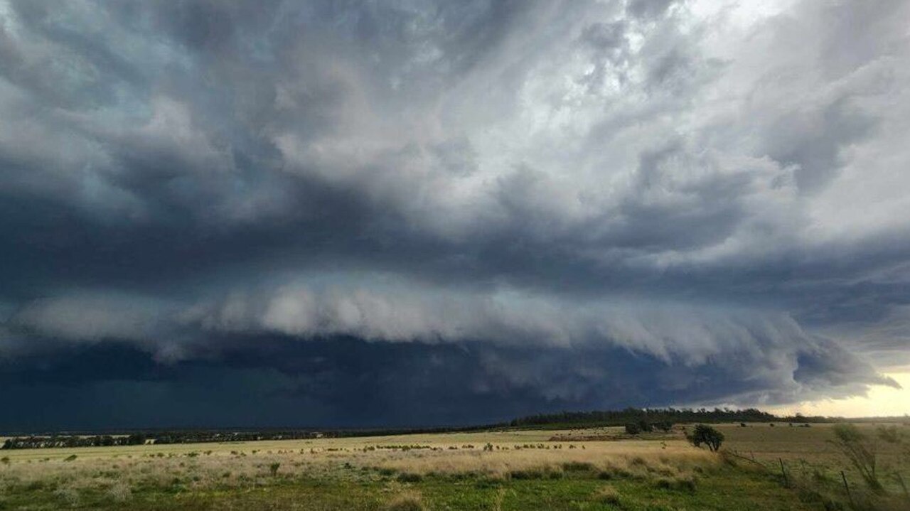 A monster storm tracking across the Darling Downs towards Millmerran on Wednesday afternoon. Picture: Josh/Higgins Storm Chasing