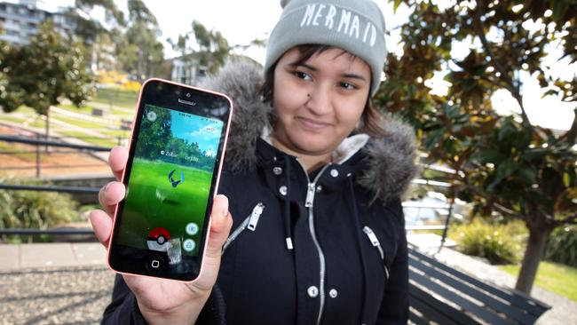 Manisha Prasad from Ingleburn enjoys Pokemon Go. Picture: Robert Pozo