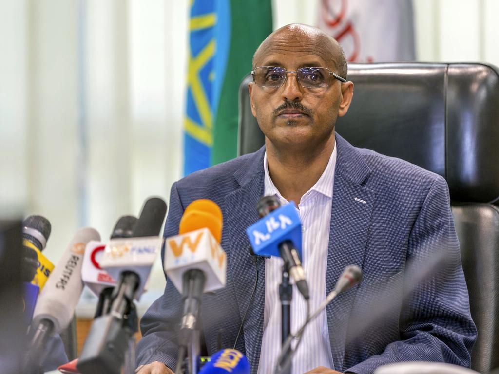 Ethiopian Airlines CEO Tewolde Gebremariam holds a press briefing. Picture: AP