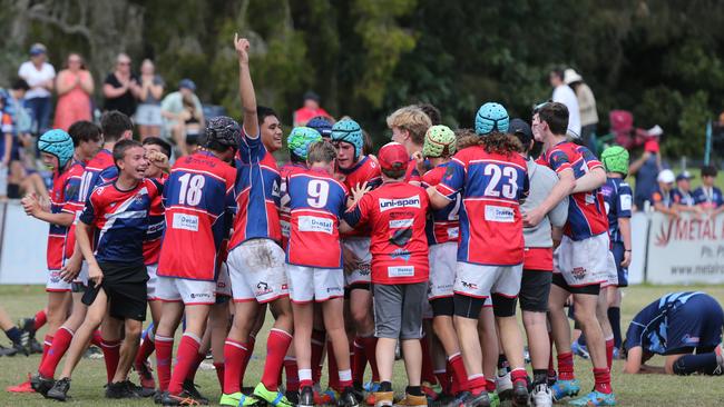 Action galleries of the junior rugby union grand finals, match played at Surfers Paradise Home Ground. Helensvale Hogs Vs Bond Uni Pirates under 14s division. Picture Mike Batterham