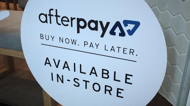 An Afterpay sign in a Sydney store. Picture: AAP