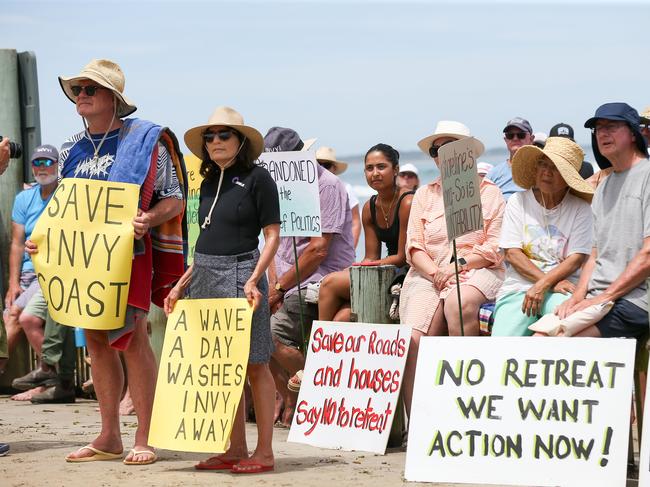 Calls for action from the people gathered at the event. Picture: Brendan Beckett