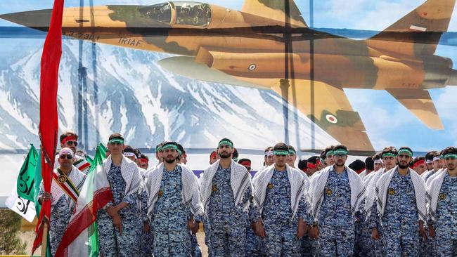 Iranian soldiers take part in a military parade to mark annual army day in the capital Tehran on Wednesday. Picture: AFP