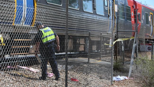 Emergency services at the scene of a serious rail crash at East Grange train crossing where a pedestrian was struck by a train near Terminus St, Grange. Picture NCA NewsWire / Emma Brasier