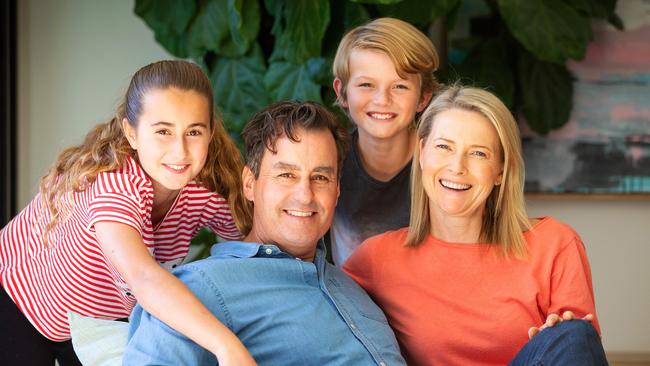 Former golfer and now sports radio host Mark Allen on the secret cancer battle he's been waging over the last few months. Mark is pictured with wife Tricia and children Olivia, 12, and Kelly, 9. Picture: Mark Stewart