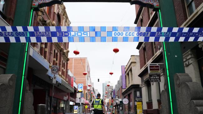 Little Bourke St was cordoned off for hours. Picture: AAP