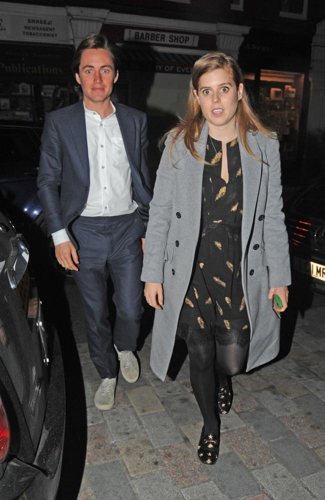 Beatrice and Edoardo spotted arriving at the Chiltern Firehouse for a date in early 2019. Picture: Backgrid Australia