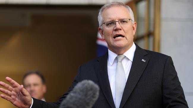 Prime Minister Scott Morrison during a recent press conference at Parliament House in Canberra. Picture: NCA NewsWire/Gary Ramage