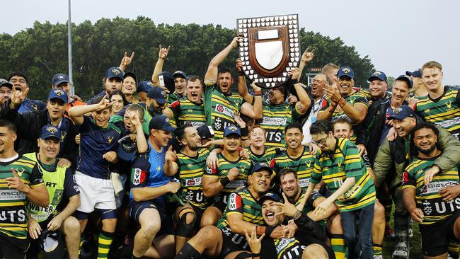 Gordon with the 2020 Shute Shield. The competition is producing numerous young stars of the game.