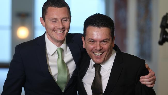 Former Port Augusta mayor Sam Johnson and former politician Nick Xenophon, when they unsuccessfully ran in the last state election. Picture: Gary Ramage