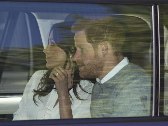 Meghan Markle and Prince Harry headed to Windsor as a dress rehearsal took place. Picture: Tim Anderson/Mirrorpix/australscope