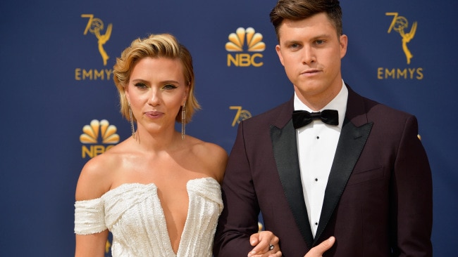 Scarlett Johansson and Colin Jost are seen together in September 2018. Picture: Getty Images