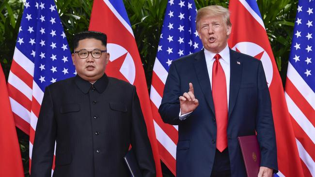 US President Donald Trump with North Korea leader Kim Jong-un after their meetings in Singapore last week.