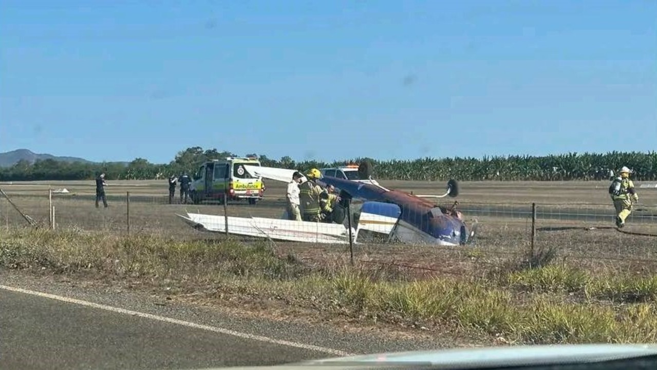 A woman in her 50s was flown to Cairns hospital via helicopter following a light plane crash at Mareeba Airport on Sunday afternoon. Photo: Facebook.